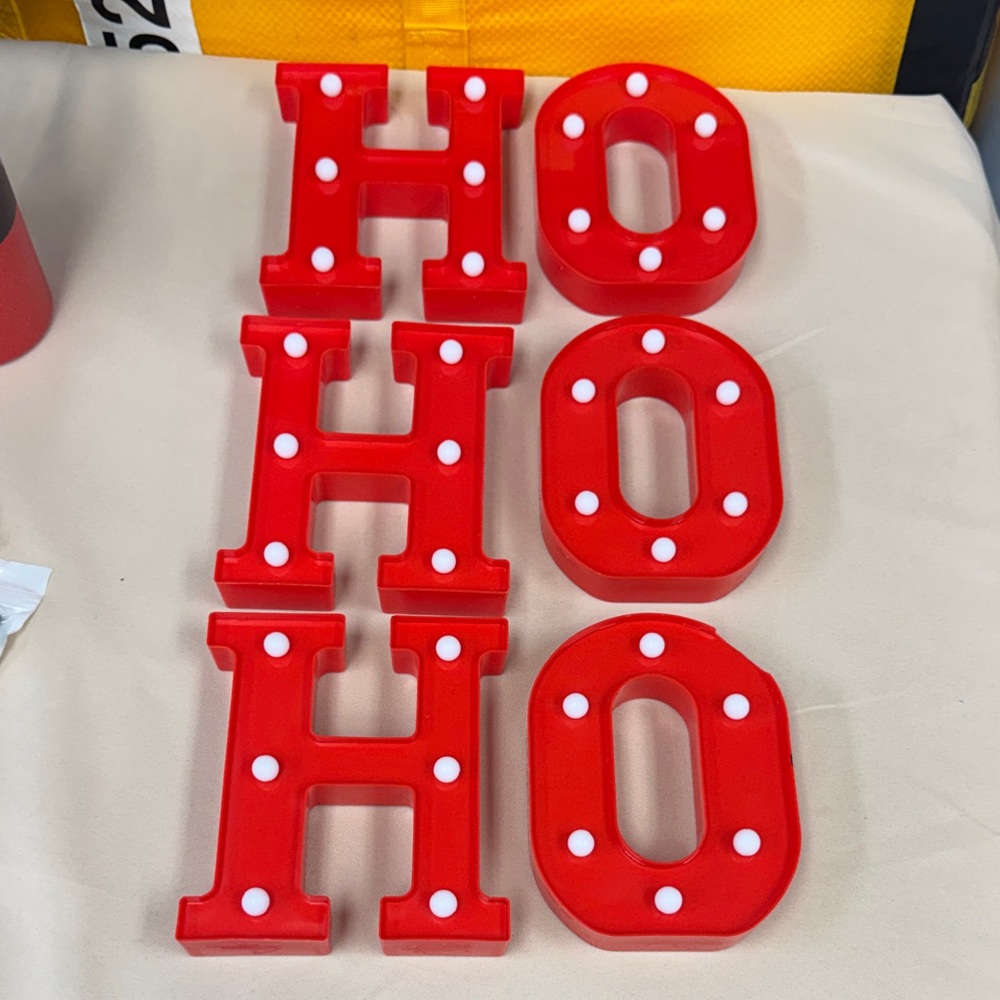 Red “HO HO HO” Decorative Marquee Letters - Set of 6 letters for room decor